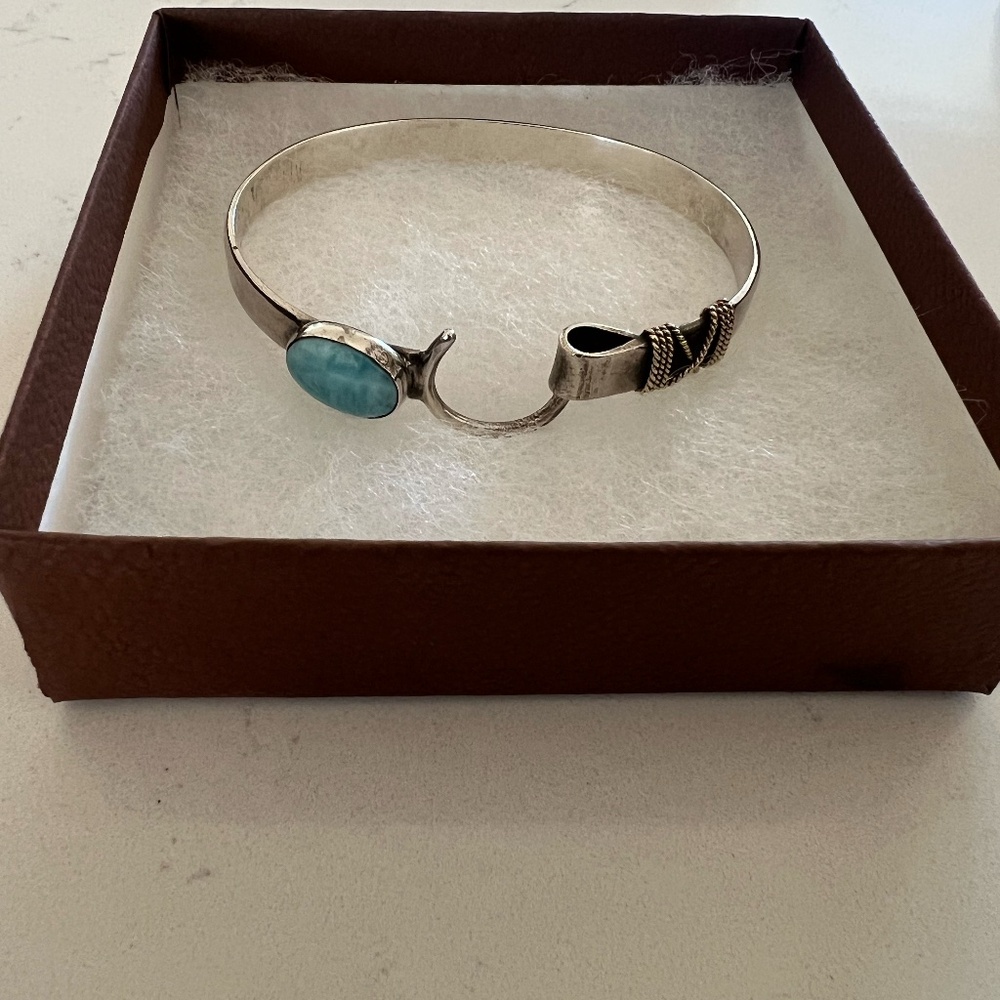 Equestrian Inspired Sterling Silver and Turquoise Bracelet